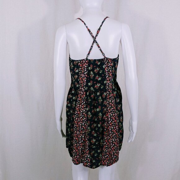 Abercrombie & Fitch Womens Size S Sundress Navy Blue w/Pink Floral - Picture 2 of 5